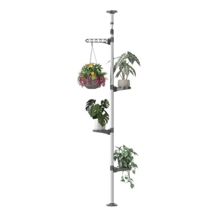 Indoor Plant Stand Pole Tension Rod Corner Standing Shelf Adjustable Flower Pots Holder Display Rack with - Grey
Indoor Plant Stand Pole Tension Rod Corner Standing Shelf Adjustable Flower Pots Holder Display Rack with - Grey