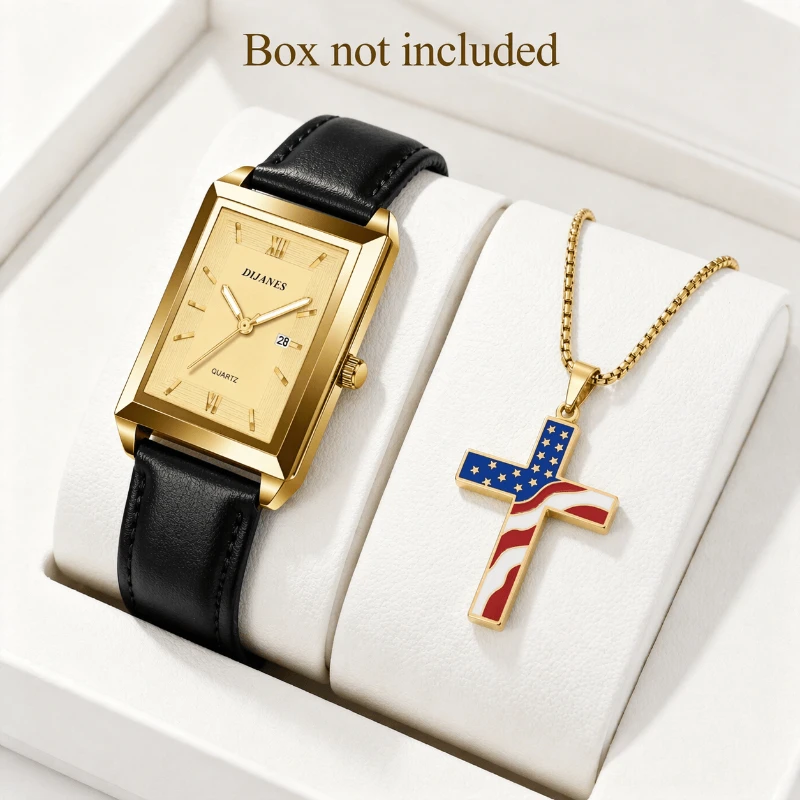 2pcs Men's Watches Luxury Brand Gold Quartz Watch Necklace Set Fashion Trend Leather Belt Male Clock Perfect Gift for Men Reloj
2pcs Men's Watches Luxury Brand Gold Quartz Watch Necklace Set Fashion Trend Leather Belt Male Clock Perfect Gift for Men Reloj