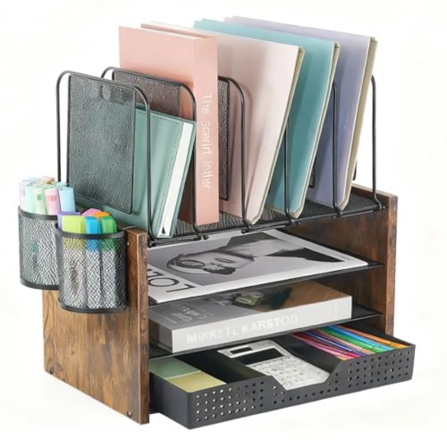 Desk Organizer with 5 Vertical File Holders Storage Drawer and 2 Pen Holders 5 Trays Paper Letter Tray Organizer Mesh Desk Orga
Desk Organizer with 5 Vertical File Holders Storage Drawer and 2 Pen Holders 5 Trays Paper Letter Tray Organizer Mesh Desk Orga