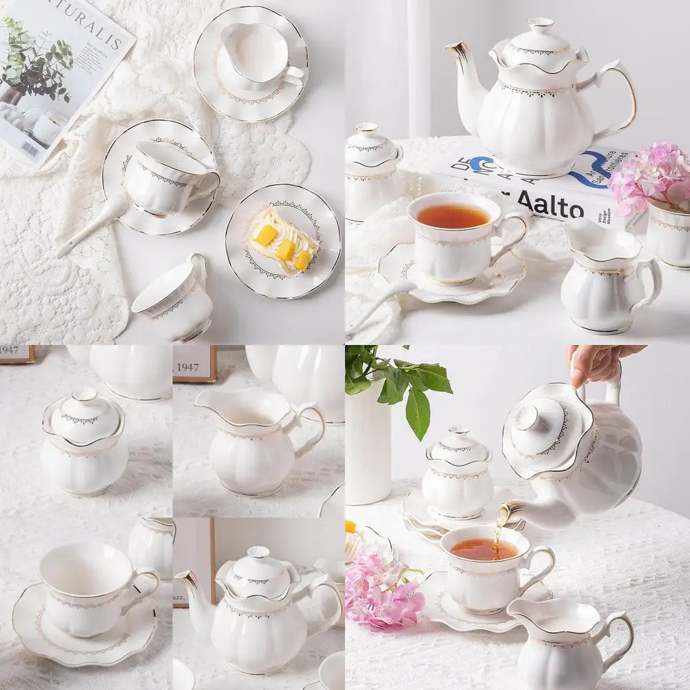 Винтажный фарфоровый чайный сервиз с позолотой оправой, 21 предмета, элегантный белый, сервиз на 6 человек с чайником, чашками, сахарной чашкой, сливочником и ложками
Винтажный фарфоровый чайный сервиз с позолотой оправой, 21 предмета, элегантный белый, сервиз на 6 человек с чайником, чашками, сахарной чашкой, сливочником и ложками