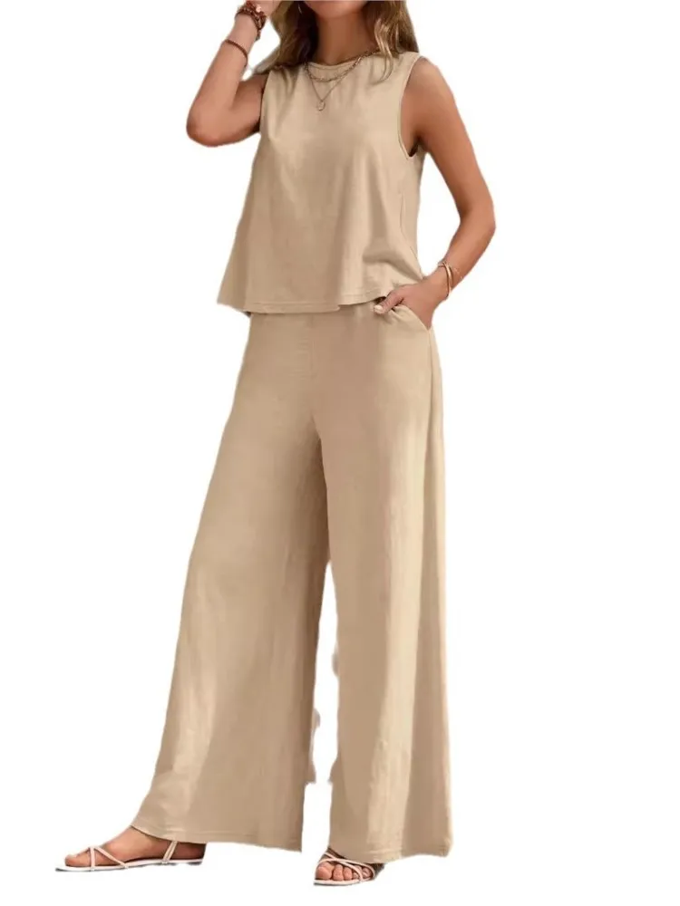 2025 Women's Casual Two Pieces Set New Summer 2 Piece Suit Loose Pullover Round Neck Set Female Sleeveless Pants Fashion Suits
2025 Women's Casual Two Pieces Set New Summer 2 Piece Suit Loose Pullover Round Neck Set Female Sleeveless Pants Fashion Suits