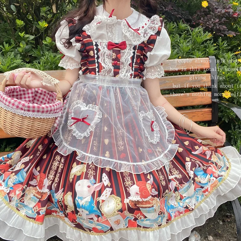 Gothic Sweet Lolita Dress Square Collar Cat Printing Designer JSK Dress Bow Sleeveless Lace Ruffles Lace Girly Camisole Dresses
Gothic Sweet Lolita Dress Square Collar Cat Printing Designer JSK Dress Bow Sleeveless Lace Ruffles Lace Girly Camisole Dresses