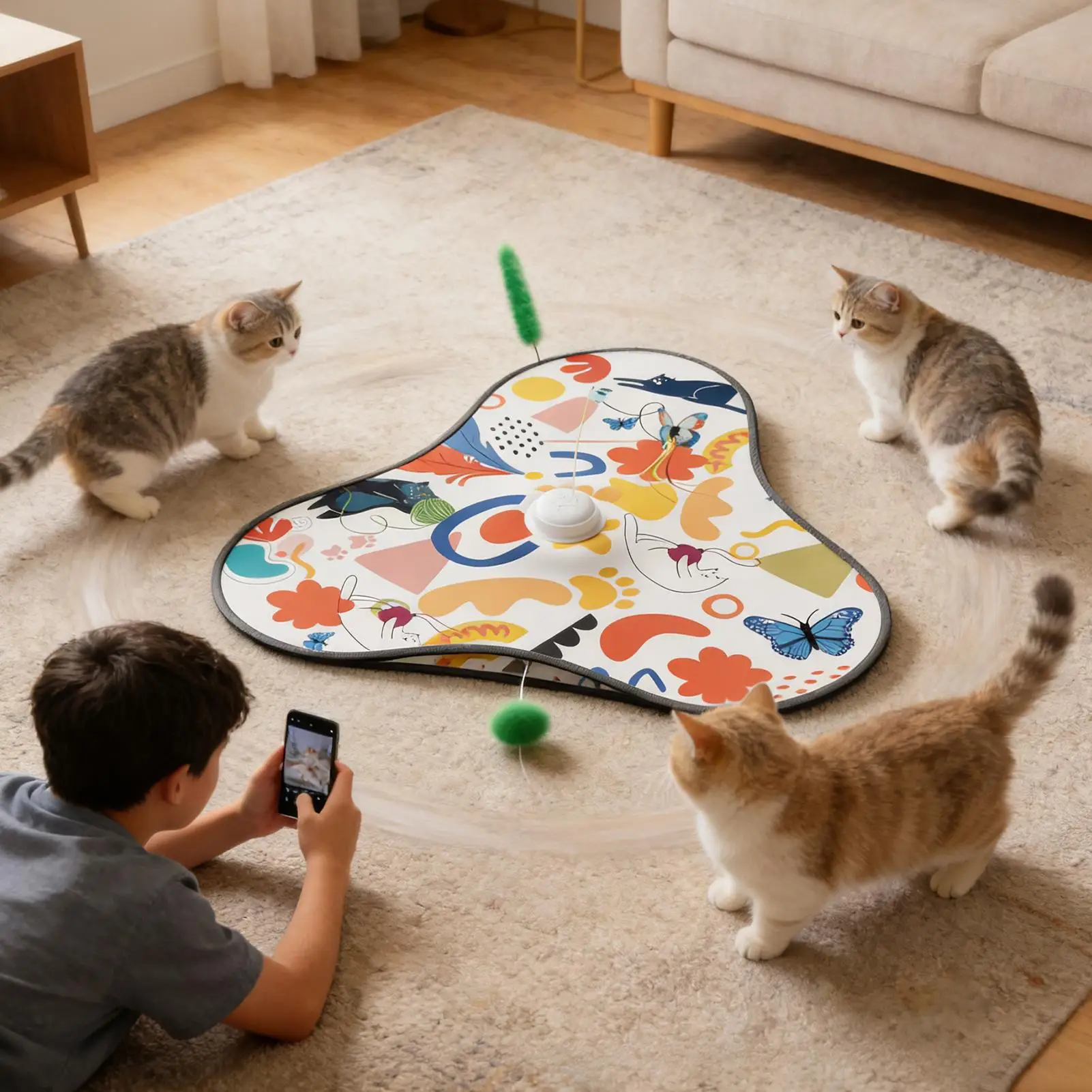 Interactive Cat Mat 2-in-1 Rolling Automatic Interactive Pet Games Moving Cat Toy For Home Indoor Outdoor Play Training Exercise
Interactive Cat Mat 2-in-1 Rolling Automatic Interactive Pet Games Moving Cat Toy For Home Indoor Outdoor Play Training Exercise