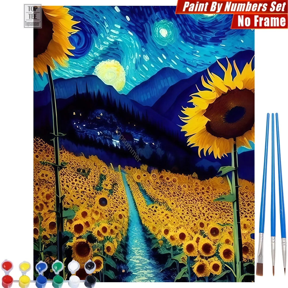 Sunflower field stars DIY Digital Oil Paints Kit - Van Gogh style night Artistic Activities New Year's Day Gift For Mom
Sunflower field stars DIY Digital Oil Paints Kit - Van Gogh style night Artistic Activities New Year's Day Gift For Mom