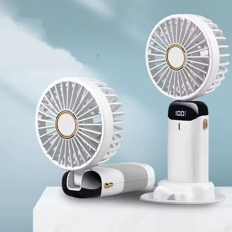 Портативный перезаряжаемый мини-USB-вентилятор с подставкой для телефона и экраном дисплея Ручные складные подвесные вентиляторы на шею USB-гаджеты 
Портативный перезаряжаемый мини-USB-вентилятор с подставкой для телефона и экраном дисплея Ручные складные подвесные вентиляторы на шею USB-гаджеты