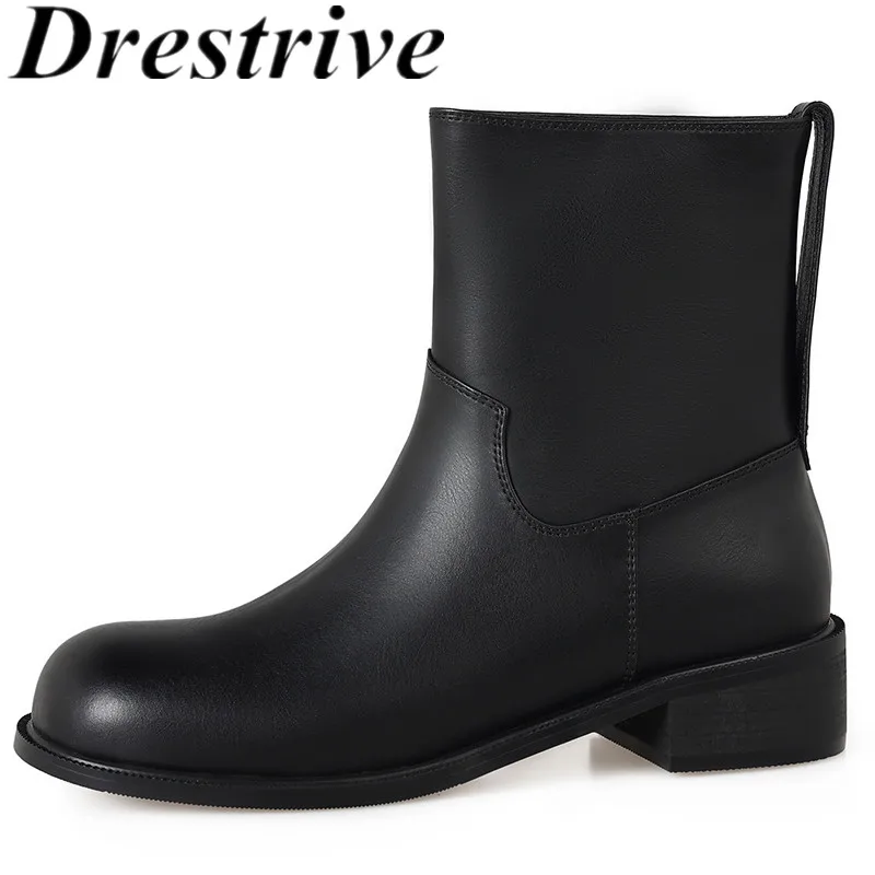Drestrive 2023 Top Quality Women Ankle Boots Round Toe Thick Mid Heels Cow Split Leather Winter Shoes Handmade
Drestrive 2023 Top Quality Women Ankle Boots Round Toe Thick Mid Heels Cow Split Leather Winter Shoes Handmade