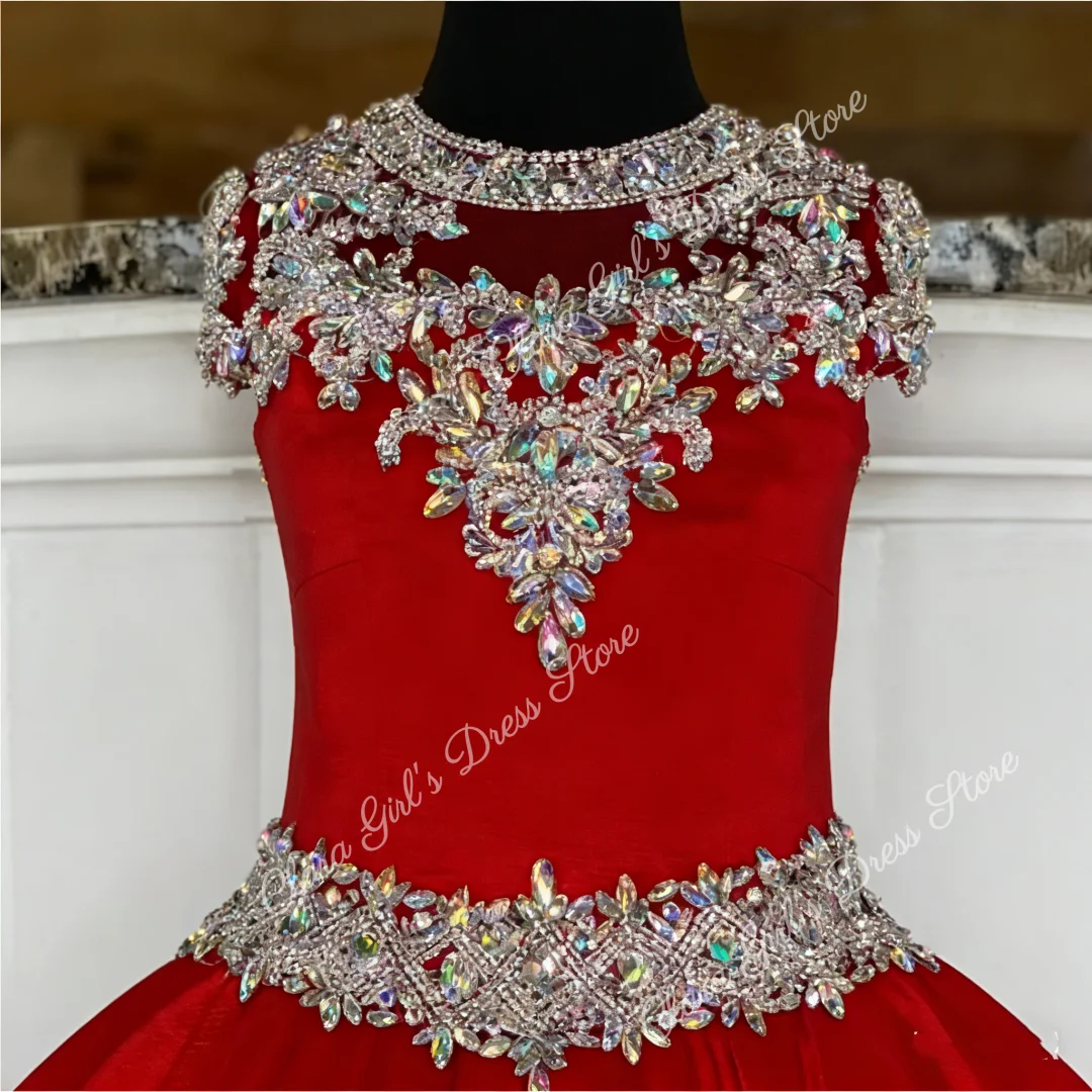 Red Satin Flower Girl Dress Crystal Sleeveless Girl Dress Suitable for Photos First Communion Dress Customizable
Red Satin Flower Girl Dress Crystal Sleeveless Girl Dress Suitable for Photos First Communion Dress Customizable