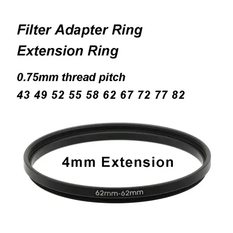 Filter Adapter Extension Ring Male to Female 0.75mm pitch Universal 43-43 49-49 52-52 55-55 58-58 62-62 67-67 72-72 77-77 82-82