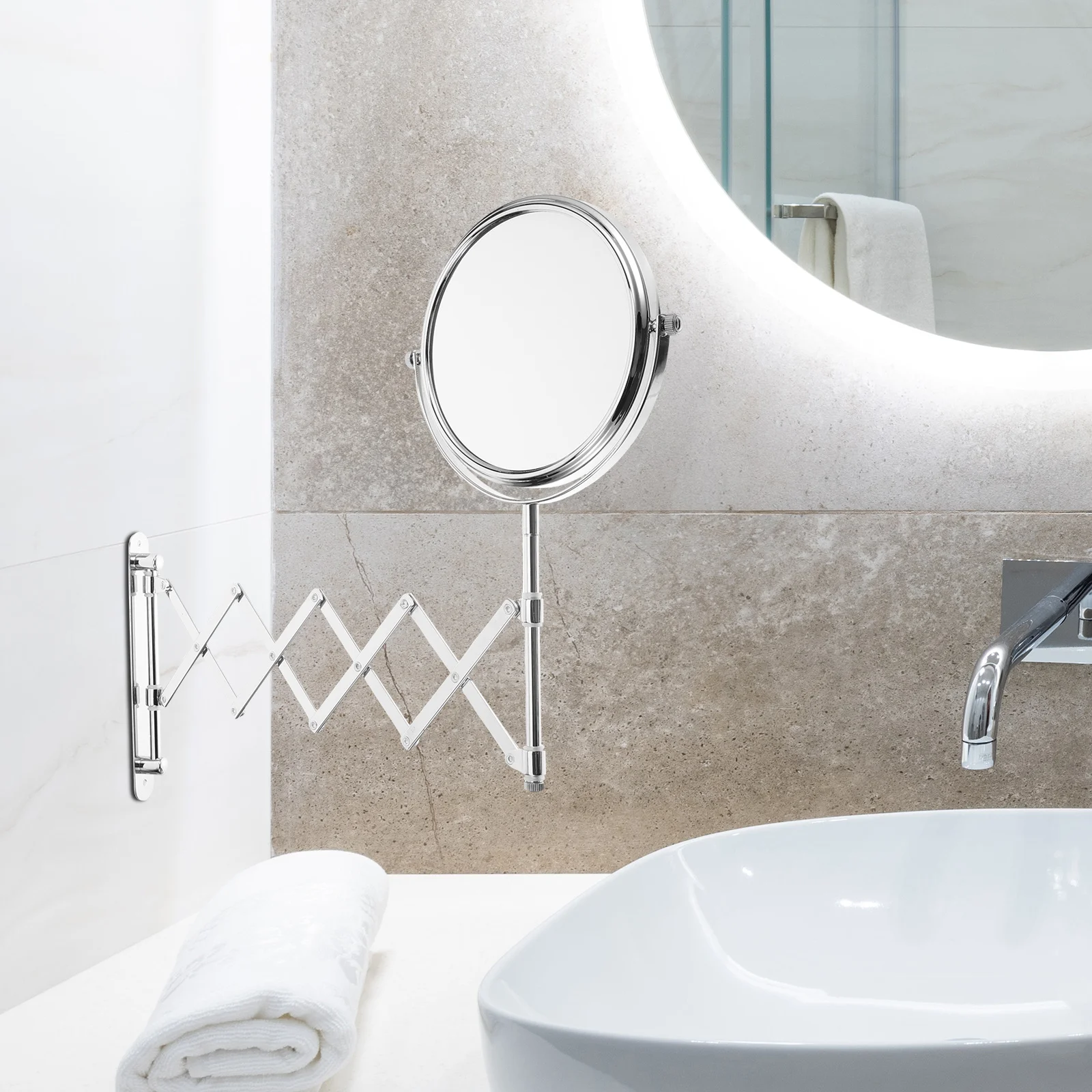 6 Inch Retractable Round 3X Magnifying Bathroom Swivel Wall Mounted Makeup Mirror Extendable Personal Mirror Retractable Mirrors
6 Inch Retractable Round 3X Magnifying Bathroom Swivel Wall Mounted Makeup Mirror Extendable Personal Mirror Retractable Mirrors