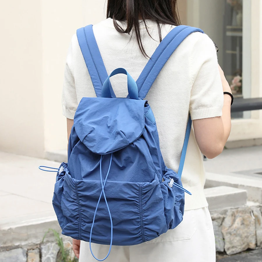 Casual Nylon Backpack Women Large Capacity Junior High School Student Pleat Schoolbag Travel Drawstring Flip Bagpack Mochila Sac
Casual Nylon Backpack Women Large Capacity Junior High School Student Pleat Schoolbag Travel Drawstring Flip Bagpack Mochila Sac