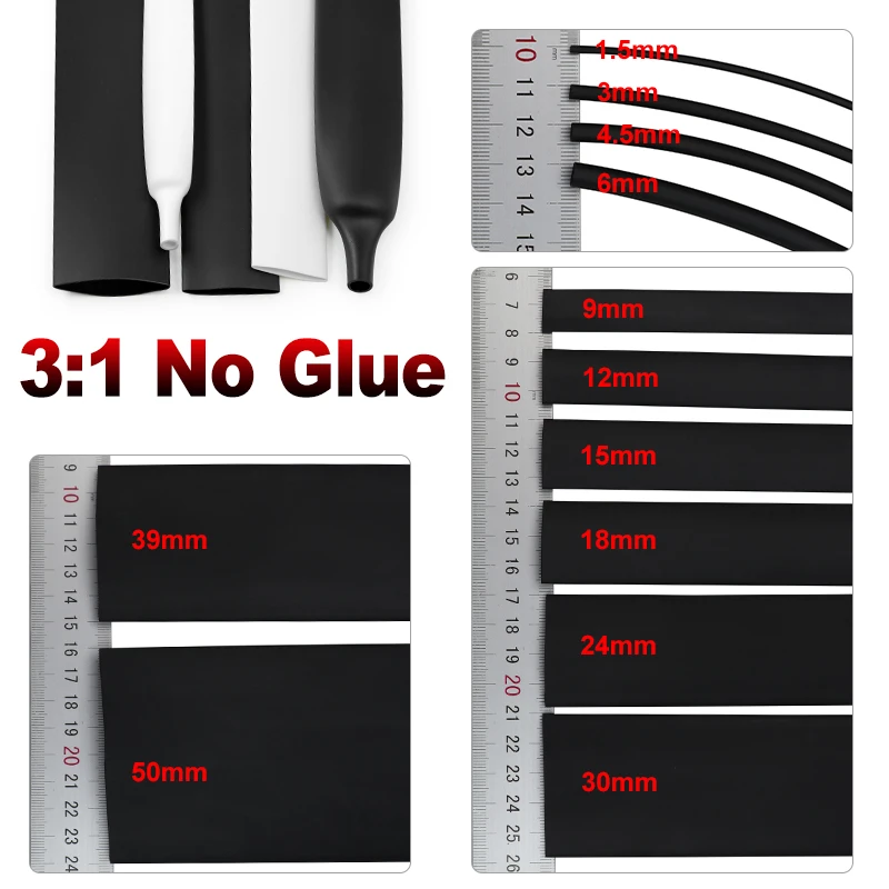 1~20m 3:1 Ratio No Glue Heat Shrink Tube Dia 1.5mm ~ 50mm Waterproof Polyolefin Insulated Wire Wrap Lined Cable Protector Sleeve
1~20m 3:1 Ratio No Glue Heat Shrink Tube Dia 1.5mm ~ 50mm Waterproof Polyolefin Insulated Wire Wrap Lined Cable Protector Sleeve