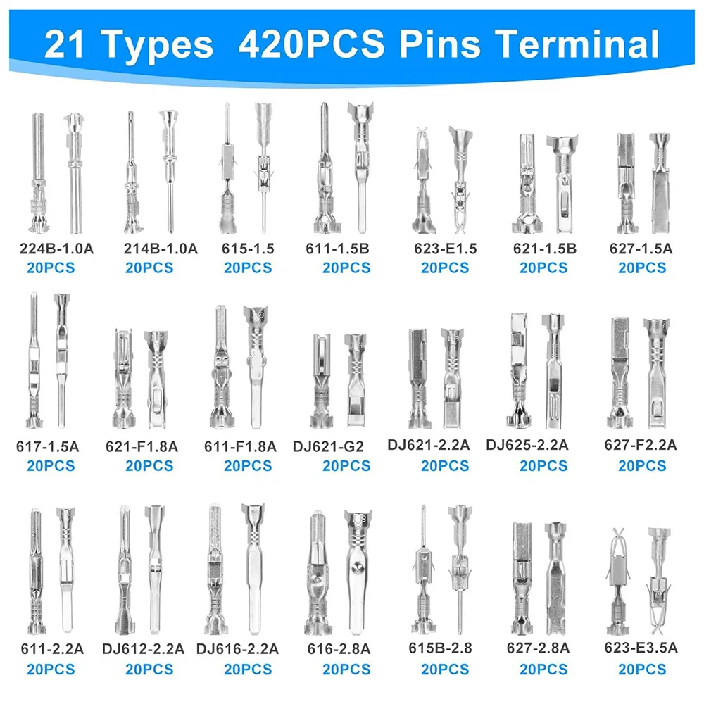 420PCS Automotive Car Electrical Wire Terminal 1/1.5/1.8/2.2/2.8/3.5mm Non-insulated Plug Male Female Crimp Seals Connectors
420PCS Automotive Car Electrical Wire Terminal 1/1.5/1.8/2.2/2.8/3.5mm Non-insulated Plug Male Female Crimp Seals Connectors