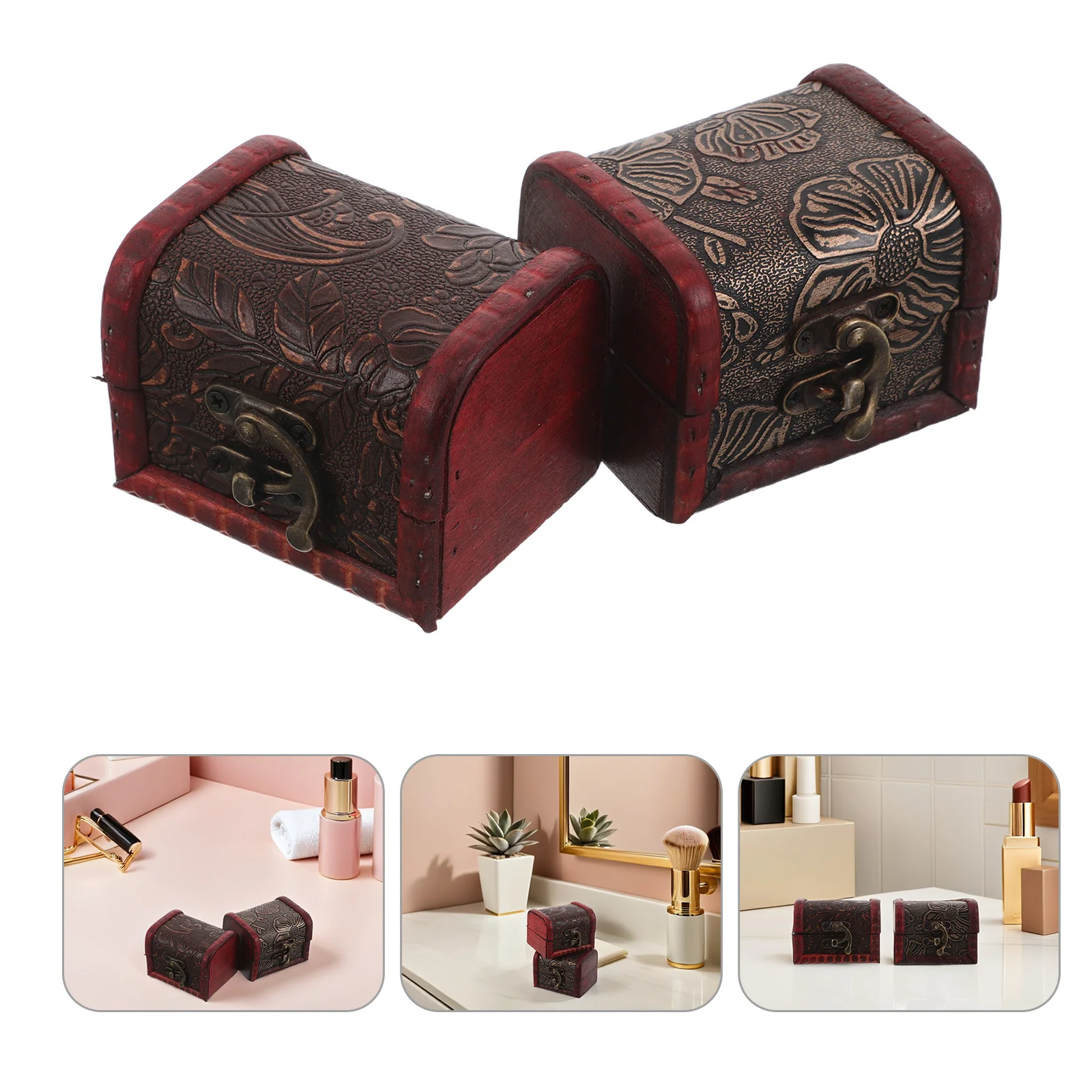 2Pcs Vintage Jewelry Organizer Box Retro Wooden Mini Treasure Chest Small Jewelry Storage Case for Trinkets Travel Portable
2Pcs Vintage Jewelry Organizer Box Retro Wooden Mini Treasure Chest Small Jewelry Storage Case for Trinkets Travel Portable