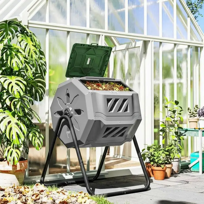 Outsunny 160L 360° Rotating Dual Chamber Composter - Grey
Outsunny 160L 360° Rotating Dual Chamber Composter - Grey