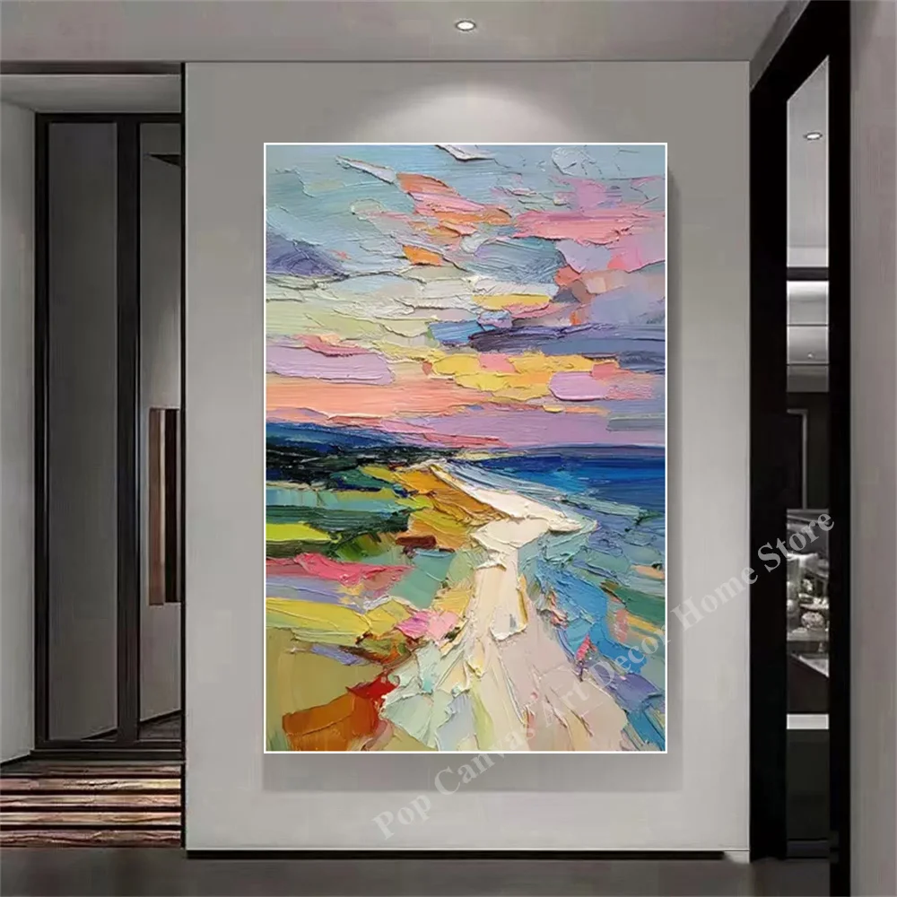 Abstract Hand-Painted Thick Texture Sunset Seascape Oil Painting on Canvas - Colorful Beach Landscape Wall Art for Living Room D
Abstract Hand-Painted Thick Texture Sunset Seascape Oil Painting on Canvas - Colorful Beach Landscape Wall Art for Living Room D