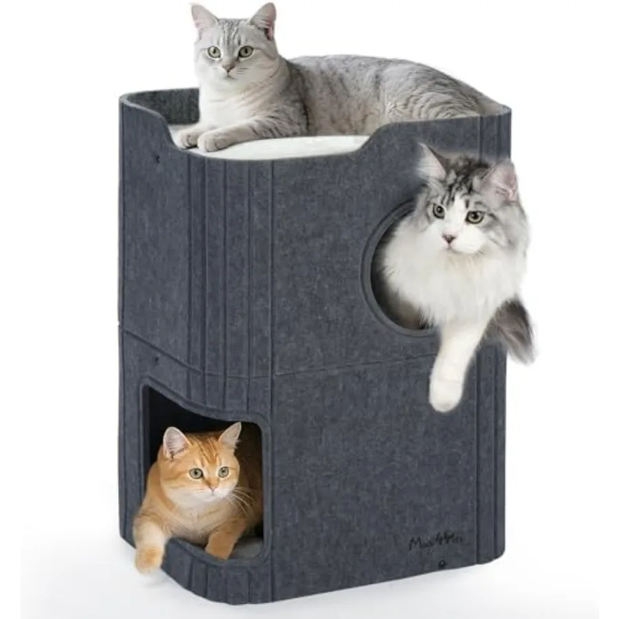 Cat House for Indoor Use 2-Storey Cube Bed Cave Covered Hideaway Condo with Scratch-Resistant Felt Foldable Easy-to-Clean Desig
Cat House for Indoor Use 2-Storey Cube Bed Cave Covered Hideaway Condo with Scratch-Resistant Felt Foldable Easy-to-Clean Desig