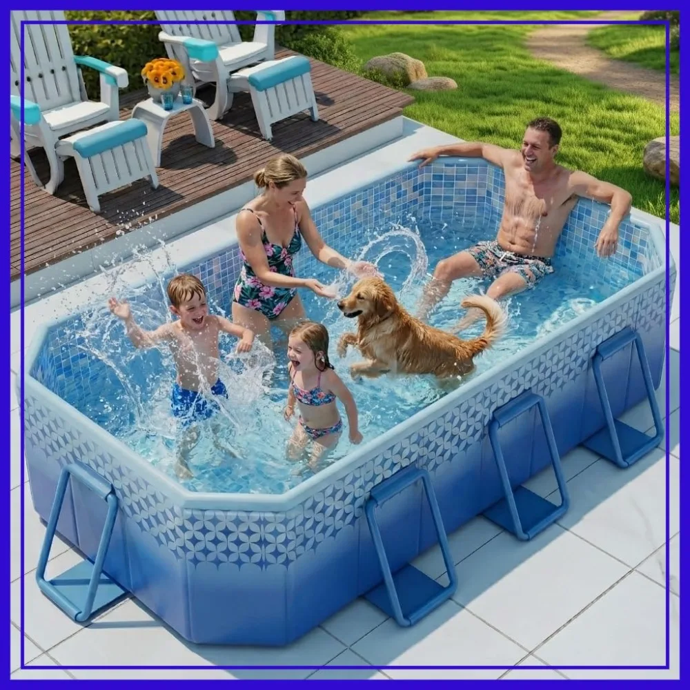 101"x63"x20" Foldable Pool with Metal Frame, Thickened PVC & PP Board, Large Stable Collapsible Pool for Family Dogs Backyard Outdoor
101"x63"x20" Foldable Pool with Metal Frame, Thickened PVC & PP Board, Large Stable Collapsible Pool for Family Dogs Backyard Outdoor