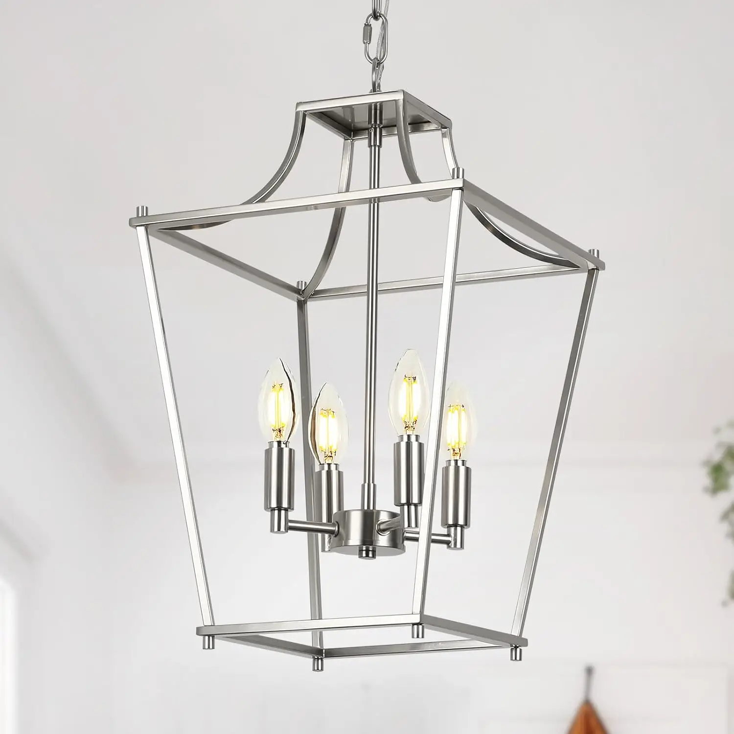4-Light Lantern Pendant Light, 12" Brushed Nickel, Adjustable Height for Kitchen Island
4-Light Lantern Pendant Light, 12" Brushed Nickel, Adjustable Height for Kitchen Island