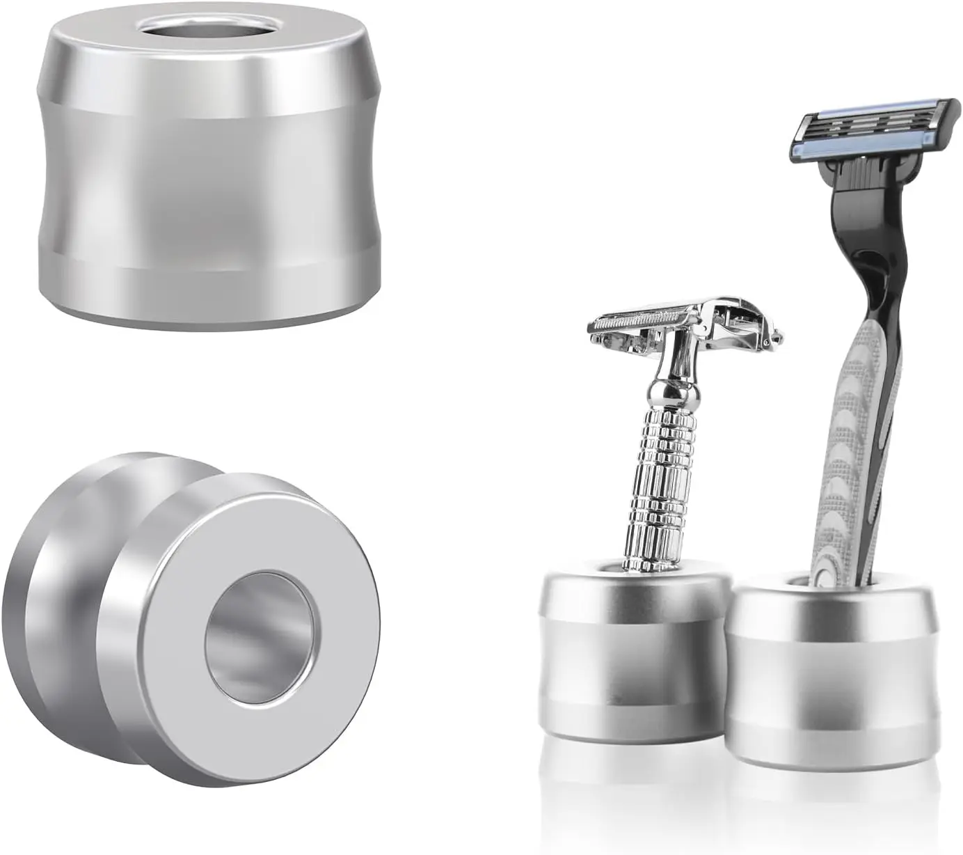 2 Pack Safety Razor Stand, Aluminum Alloy, Silver, Fits Most Razors
2 Pack Safety Razor Stand, Aluminum Alloy, Silver, Fits Most Razors