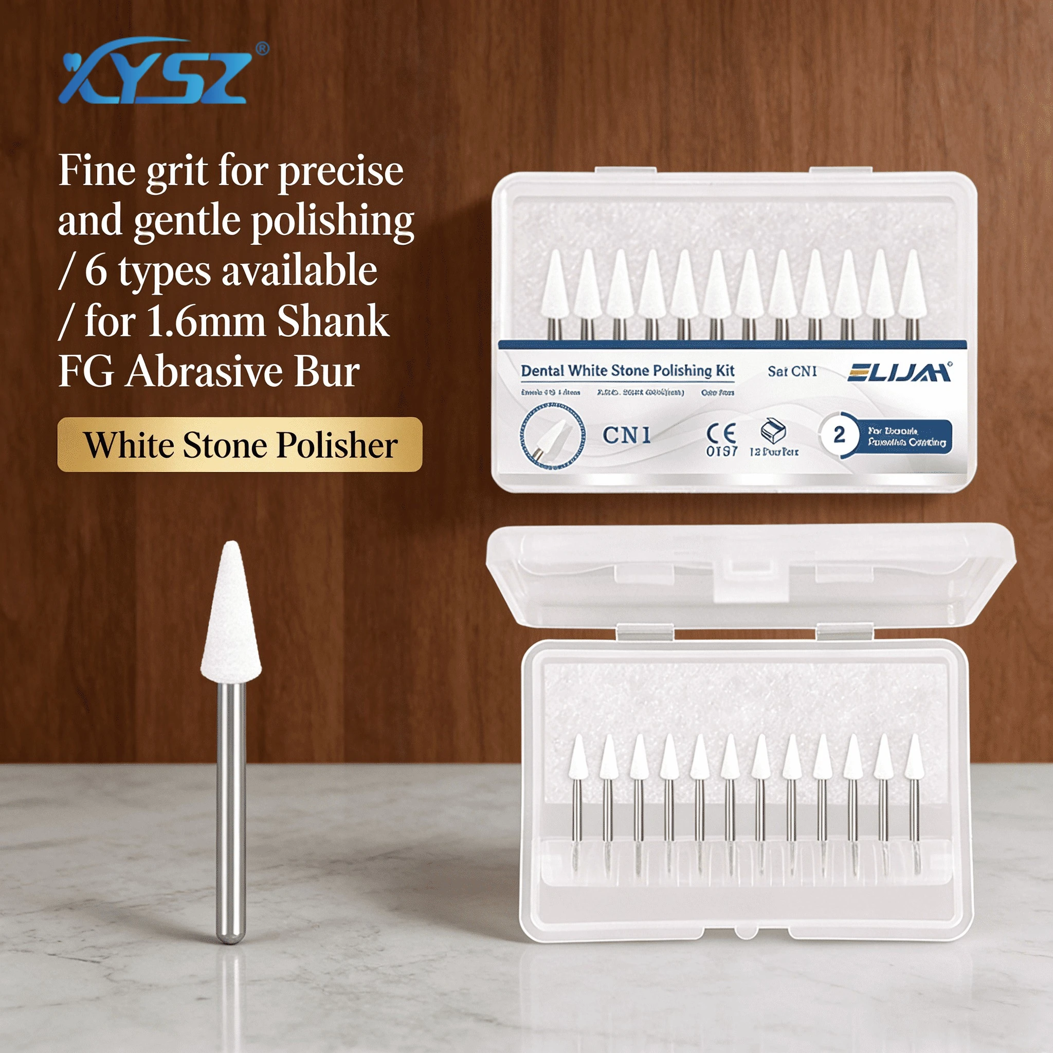 12Pcs/5Box Dental White Stone Polisher for 1.6mm Shank FG Abrasive Burs Flame/Cone/Round Porcelain Crown&Composite Dentist Tools
12Pcs/5Box Dental White Stone Polisher for 1.6mm Shank FG Abrasive Burs Flame/Cone/Round Porcelain Crown&Composite Dentist Tools