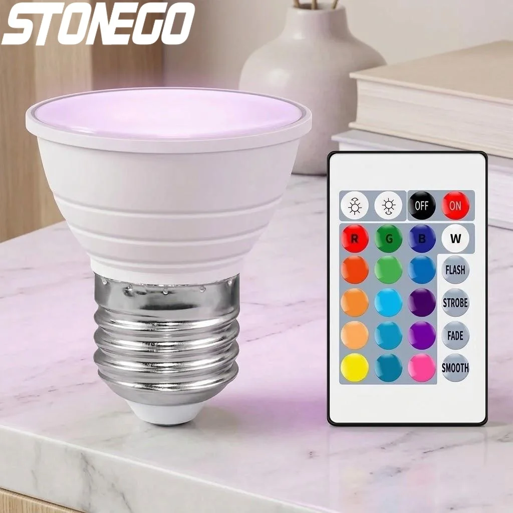 Smart RGB LED Bulb Color Changing Remote Control Dimmable Ceiling Spotlight Light Bulb for Home Decor Lighting E27 B22
Smart RGB LED Bulb Color Changing Remote Control Dimmable Ceiling Spotlight Light Bulb for Home Decor Lighting E27 B22