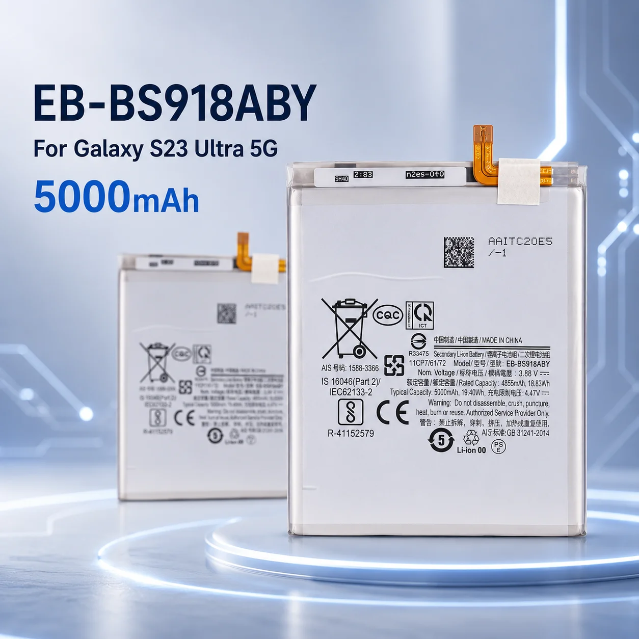 High Capacity 5000mAh Replacement Battery EB-BS918ABY For Samsung S23 Ultra 5G Repair Spare Parts
High Capacity 5000mAh Replacement Battery EB-BS918ABY For Samsung S23 Ultra 5G Repair Spare Parts