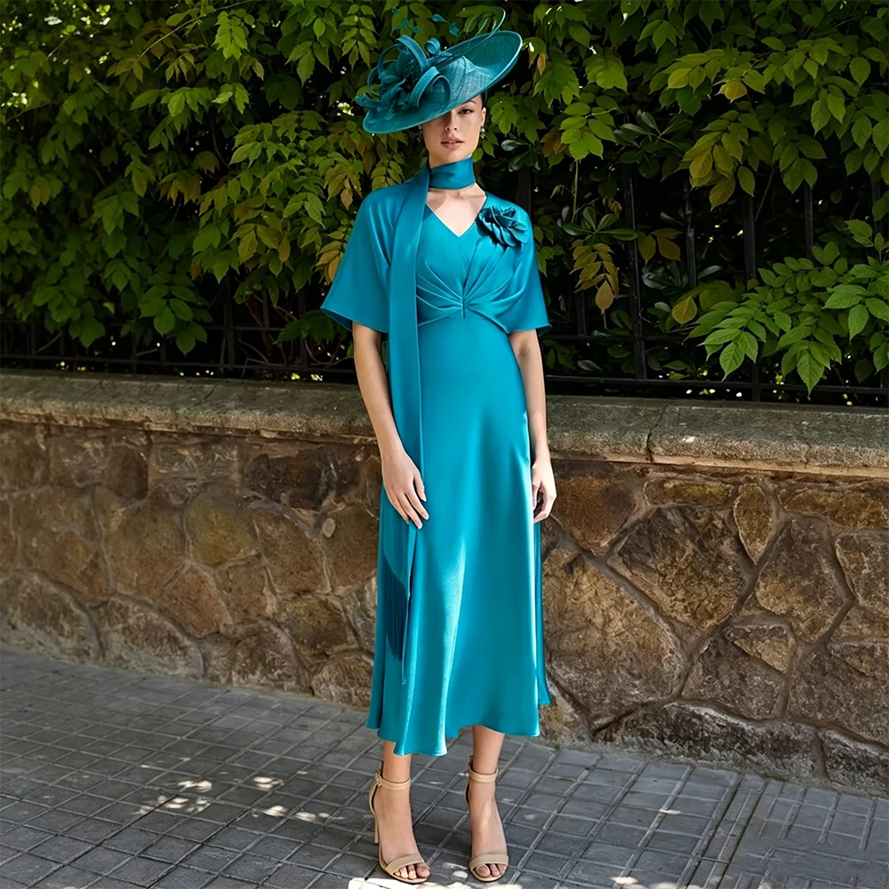 Customized Mother of the Bride Dress Tea Length V Neck A Line Midi Wedding Guest Gown Short Sleeves Flower Pleated Cocktail Gown
Customized Mother of the Bride Dress Tea Length V Neck A Line Midi Wedding Guest Gown Short Sleeves Flower Pleated Cocktail Gown