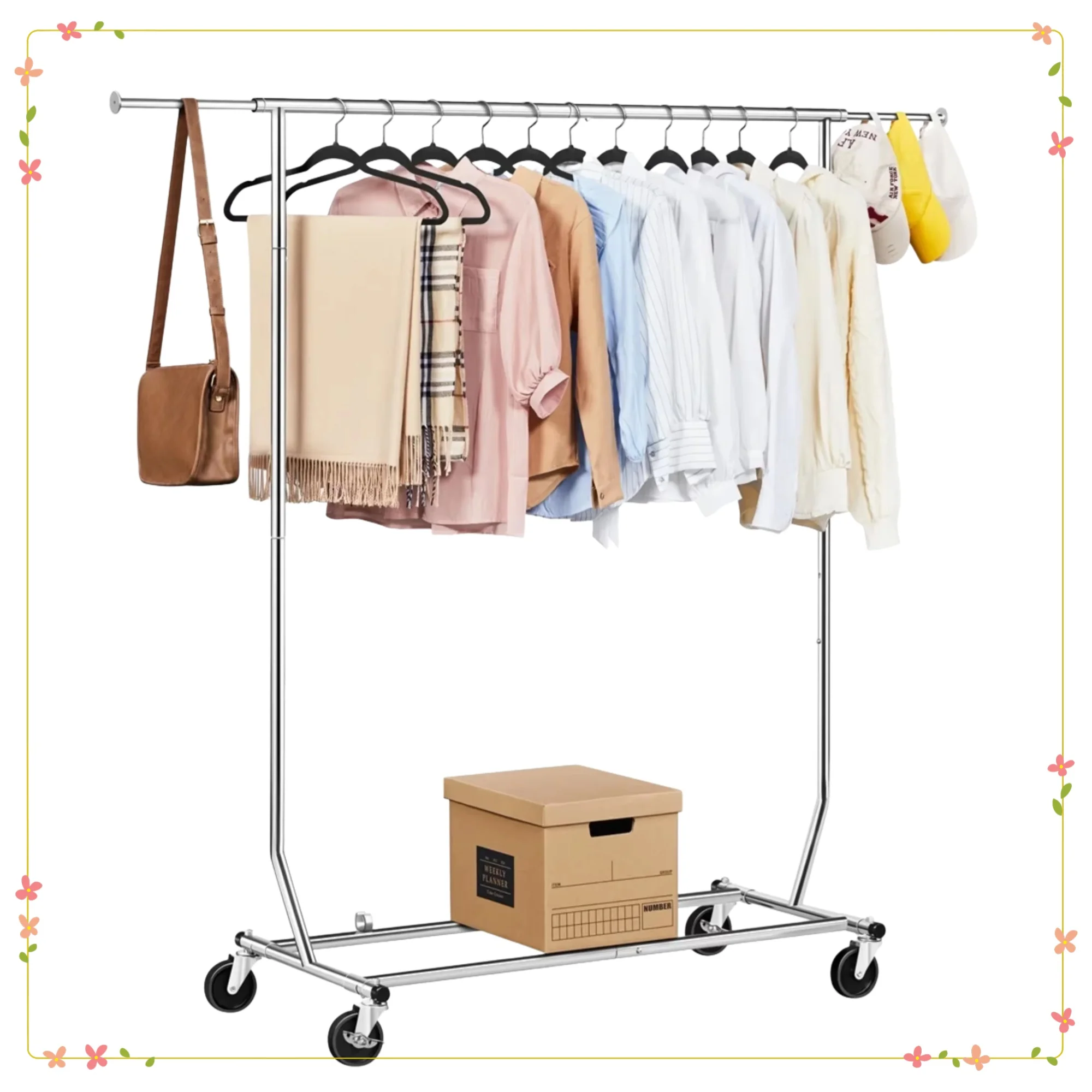 Регулируемая вешалка для одежды, направляющая для одежды из нержавеющей стали на колесах, сверхмощный отдельно стоящий шкаф для коммерческого домашнего использования 
Регулируемая вешалка для одежды, направляющая для одежды из нержавеющей стали на колесах, сверхмощный отдельно стоящий шкаф для коммерческого домашнего использования