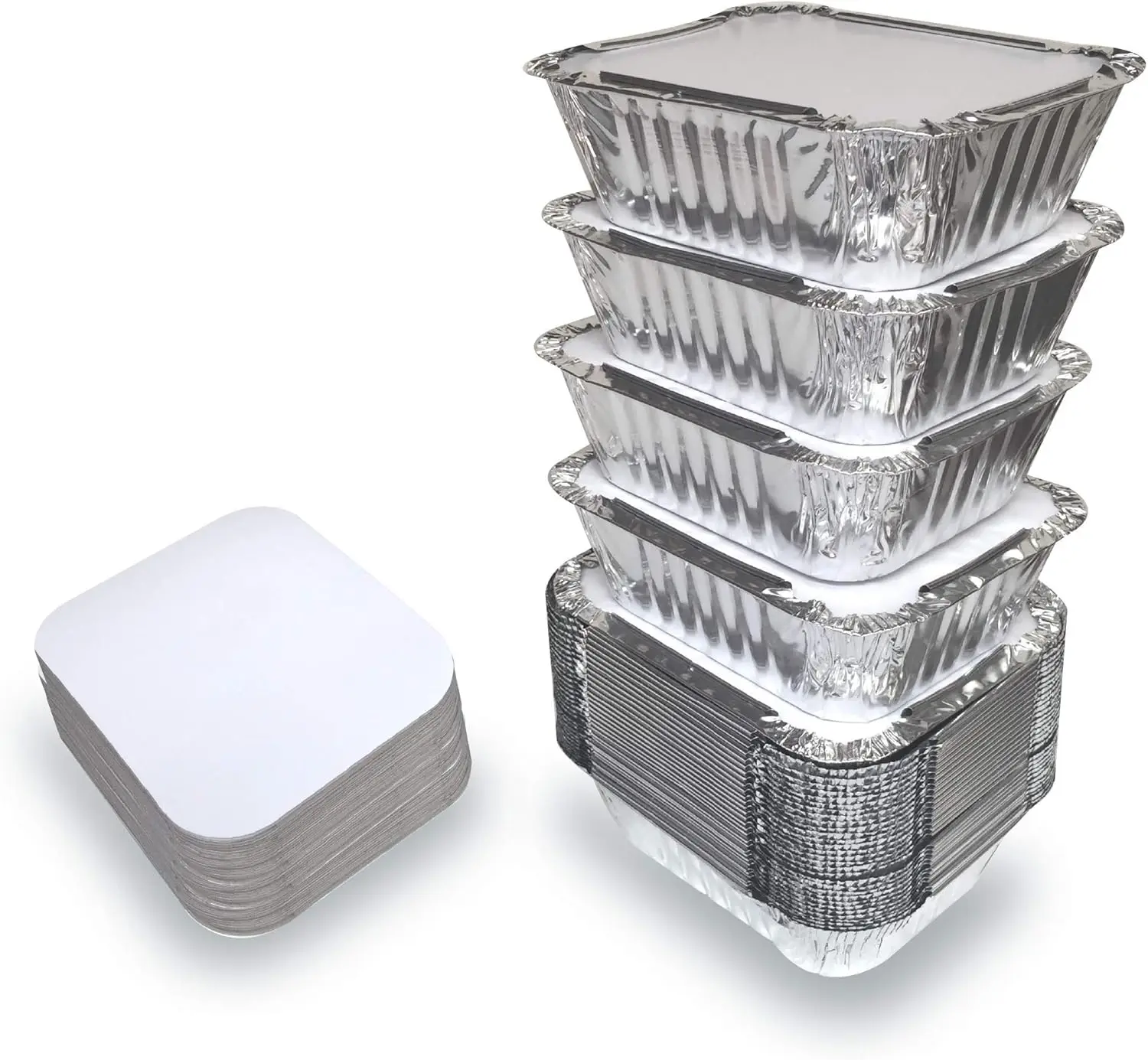 55 Pack Small Foil Pans with Lids, 1lb Mini Aluminum Take Out Trays, Oven Safe Meal Prep Containers 5.5x4.5x1.9 in
55 Pack Small Foil Pans with Lids, 1lb Mini Aluminum Take Out Trays, Oven Safe Meal Prep Containers 5.5x4.5x1.9 in