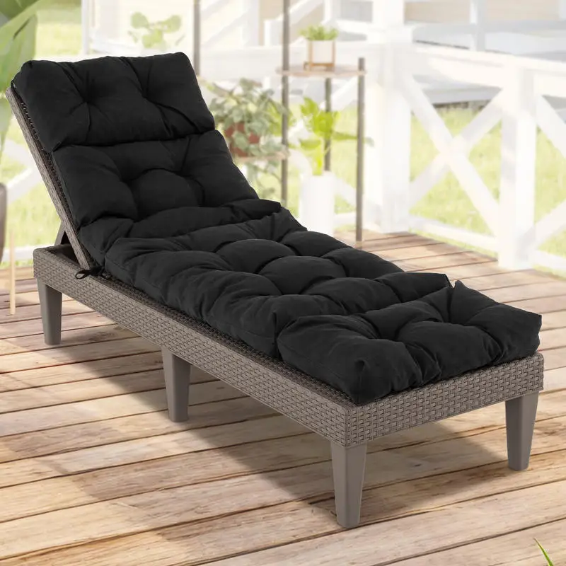 Outdoor Lounge Chaise Cushion with String Ties for Garden Poolside-Black
Outdoor Lounge Chaise Cushion with String Ties for Garden Poolside-Black