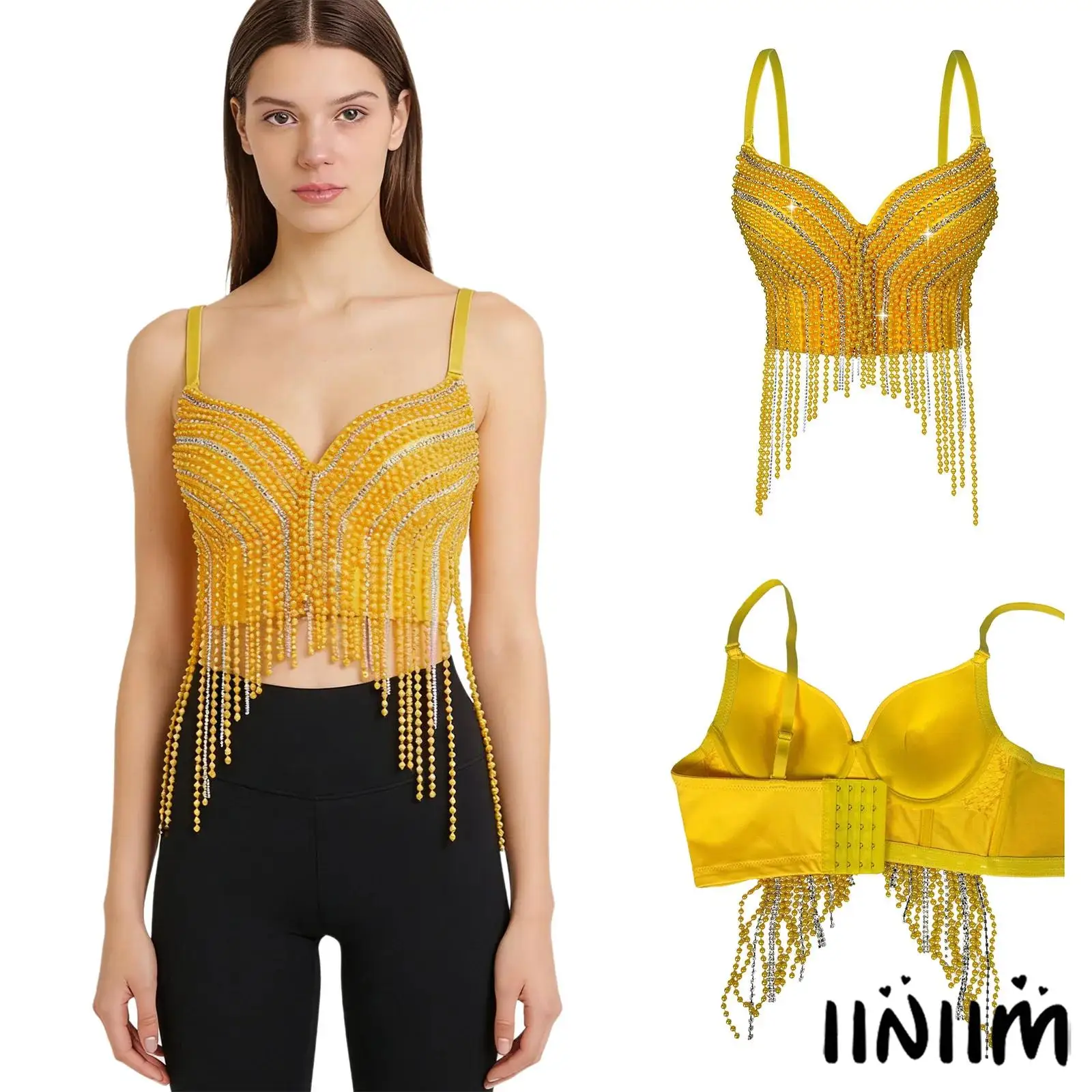 Tassel Belly Dance Crop Tank Top for Women Push Up Underwire Bustier with Rhinestone and Plastic Beads for Dance Club Party Wear
Tassel Belly Dance Crop Tank Top for Women Push Up Underwire Bustier with Rhinestone and Plastic Beads for Dance Club Party Wear