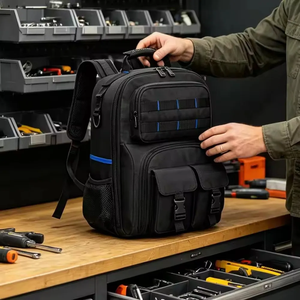 Oxford Cloth Tool Backpack, Thick Durable Water-Resistant Organizer for Electricians
Oxford Cloth Tool Backpack, Thick Durable Water-Resistant Organizer for Electricians