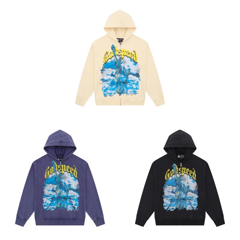 Pure Cotton God Speed Zipper Hoodies Sweatshirts Men Women Classic Sculpture God Portrait Print Godspeed Hooded Pullovers
Pure Cotton God Speed Zipper Hoodies Sweatshirts Men Women Classic Sculpture God Portrait Print Godspeed Hooded Pullovers