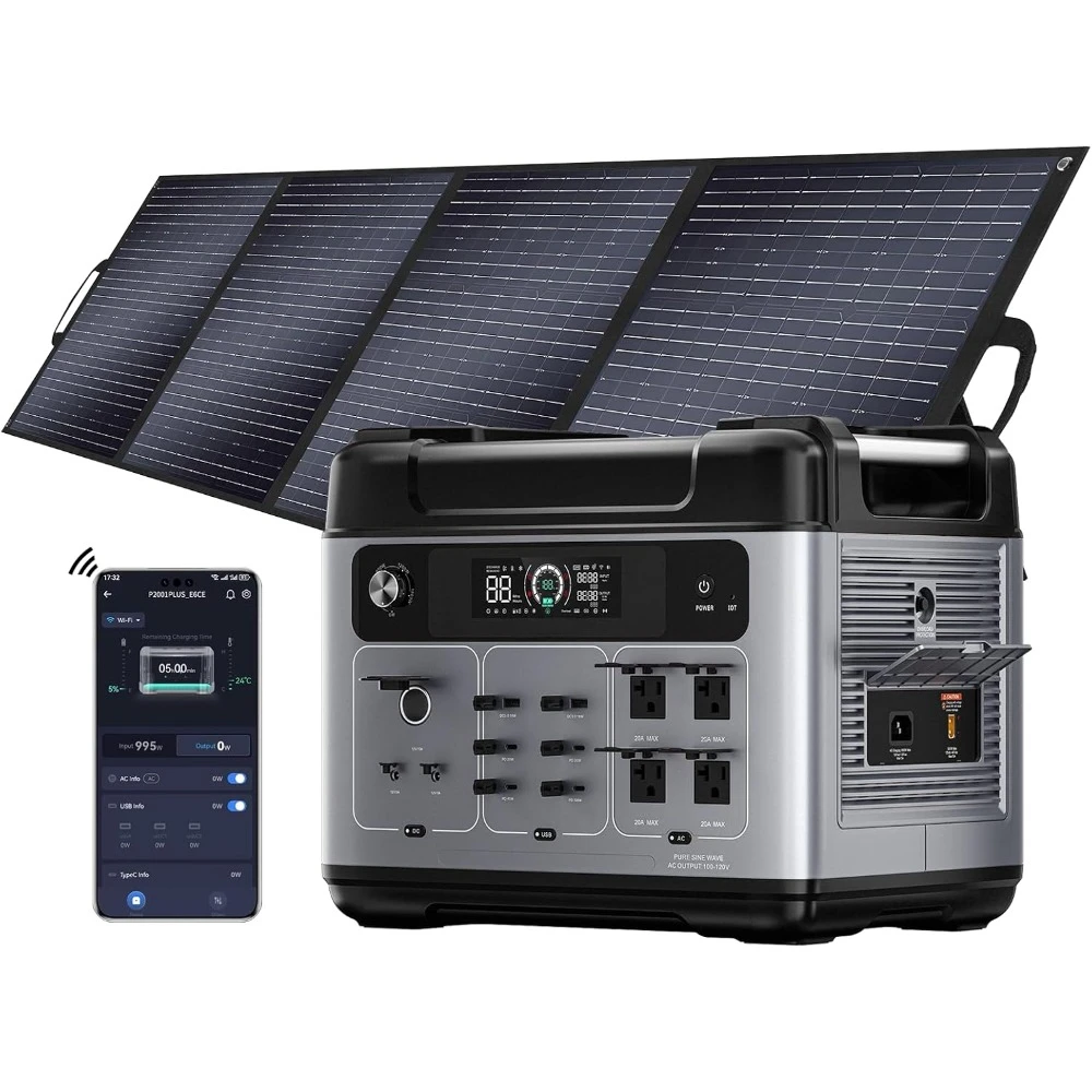 OUKITEL P2001 Plus 2400W Power Station with 200W Solar Panel, 2048Wh Solar Generator with 4 AC Outlets (5000W Peak), 1.5H Full C
OUKITEL P2001 Plus 2400W Power Station with 200W Solar Panel, 2048Wh Solar Generator with 4 AC Outlets (5000W Peak), 1.5H Full C
