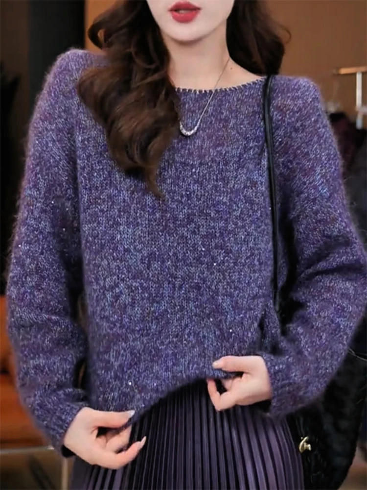 Корейский мягкий свитер с пайетками и круглым вырезом, осень-зима 2025, новинка, большие размеры, модный универсальный топ, стройнящий силуэт
Корейский мягкий свитер с пайетками и круглым вырезом, осень-зима 2025, новинка, большие размеры, модный универсальный топ, стройнящий силуэт