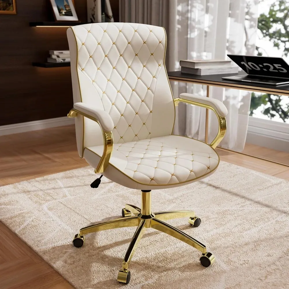 Mid-Back Vintage Swivel Executive Desk Chair with Soft Leather Embroidery, with Wheels and Padded Armrests, Height Adjustable
Mid-Back Vintage Swivel Executive Desk Chair with Soft Leather Embroidery, with Wheels and Padded Armrests, Height Adjustable