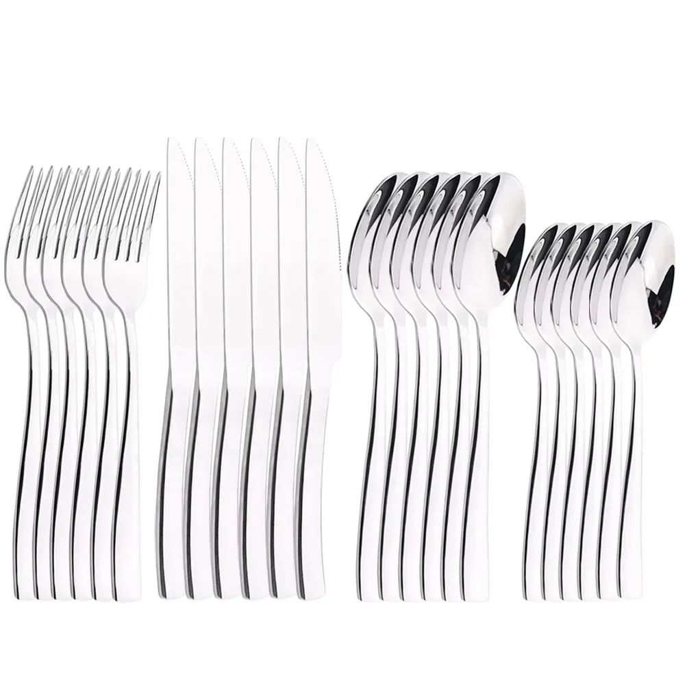 16/24pcs Glossy Dinnerware Set Stainless Steel Tableware Knife Tea Fork Coffee Spoon Flatware Dishwasher Safe Dinner Cutlery
16/24pcs Glossy Dinnerware Set Stainless Steel Tableware Knife Tea Fork Coffee Spoon Flatware Dishwasher Safe Dinner Cutlery