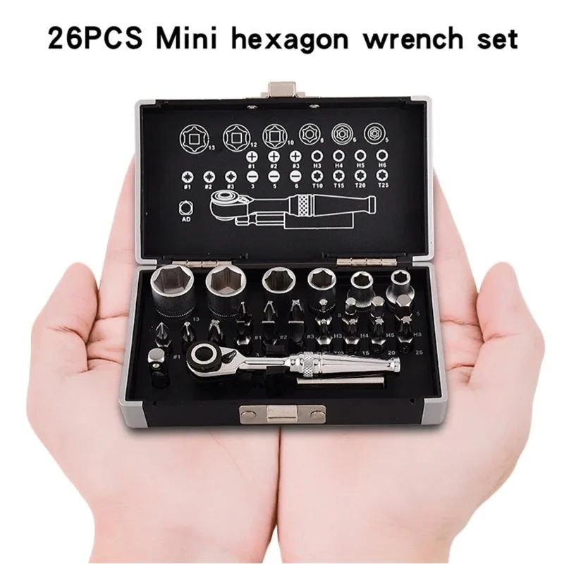BIESUO 26pcs Mini Ratchet Wrench Socket Bits 1/4'' Spanner Tools for Bicycle Motorcycle Repairing
BIESUO 26pcs Mini Ratchet Wrench Socket Bits 1/4'' Spanner Tools for Bicycle Motorcycle Repairing