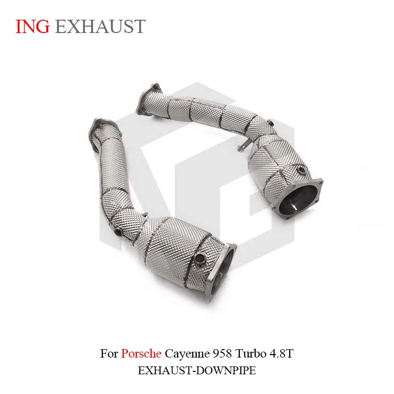 ING SS304 exhaust for Porsche cayenne Turbo 958 4.8T downpipe TIG manual welding Free upgrade of heat shield
ING SS304 exhaust for Porsche cayenne Turbo 958 4.8T downpipe TIG manual welding Free upgrade of heat shield
