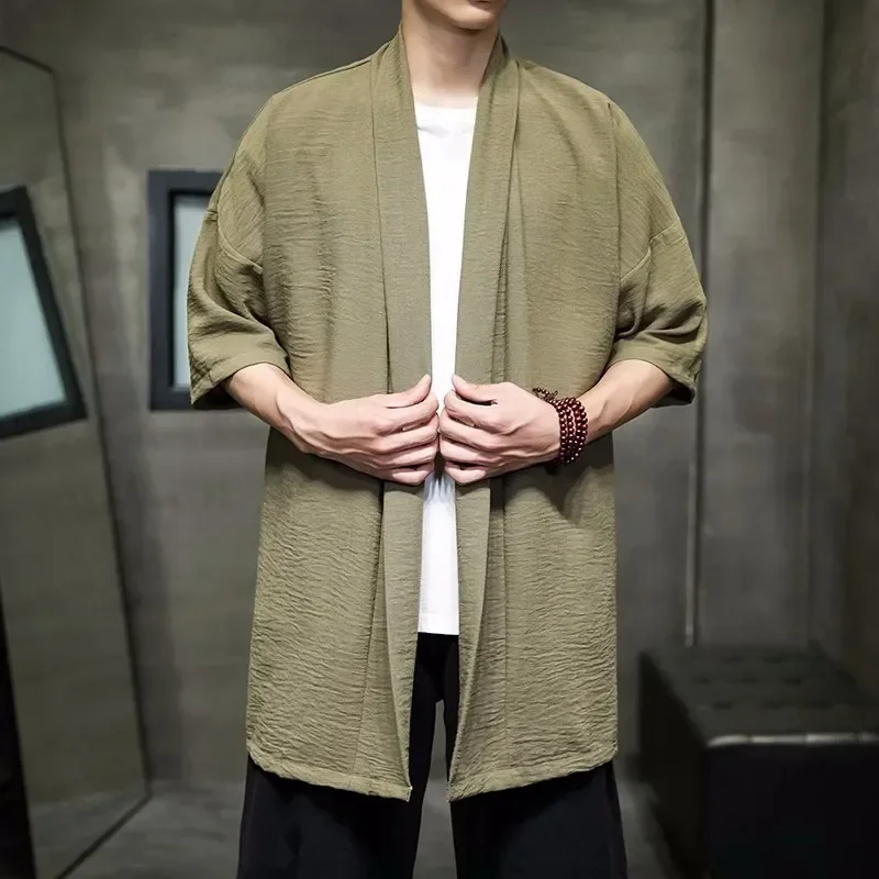 Summer Men's Cardigan Jacket Half-sleeve Linen Top Japanese System Harajuku Kimono Casual Jacket Retro Hanbok Windbreaker
Summer Men's Cardigan Jacket Half-sleeve Linen Top Japanese System Harajuku Kimono Casual Jacket Retro Hanbok Windbreaker