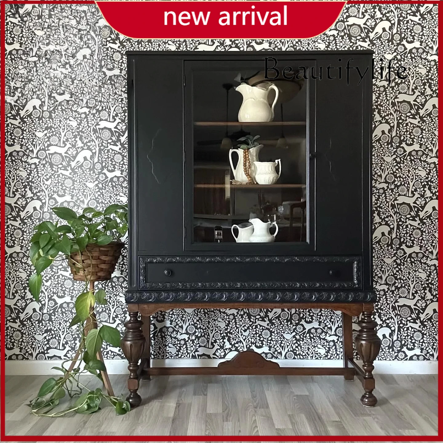 aQ ZY French Retro Solid Wood Black Wine Cabinet Against The Wall Display Cabinet Home Restaurant Locker Furniture Customization
aQ ZY French Retro Solid Wood Black Wine Cabinet Against The Wall Display Cabinet Home Restaurant Locker Furniture Customization