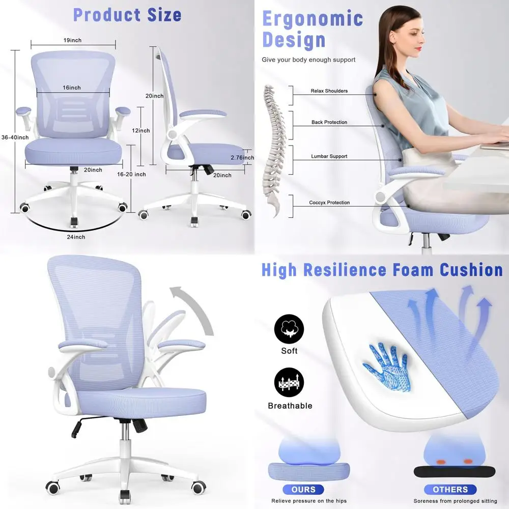 Light Purple Adjustable Ergonomic Office Chair with Padded Arms, Height Control, and Lumbar Support for Comfortable Computing
Light Purple Adjustable Ergonomic Office Chair with Padded Arms, Height Control, and Lumbar Support for Comfortable Computing