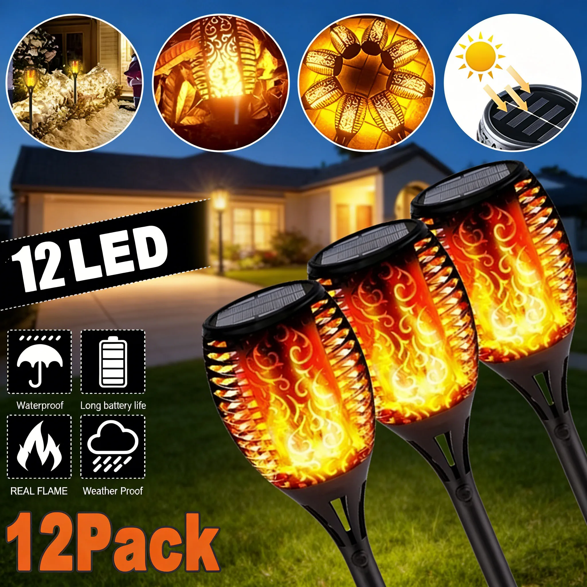 Solar Flame Torch Light Flickering Light 12LED Waterproof Garden Decoration Outdoor Lawn Path Yard Patio Floor Lamp 1-12PC Light
Solar Flame Torch Light Flickering Light 12LED Waterproof Garden Decoration Outdoor Lawn Path Yard Patio Floor Lamp 1-12PC Light