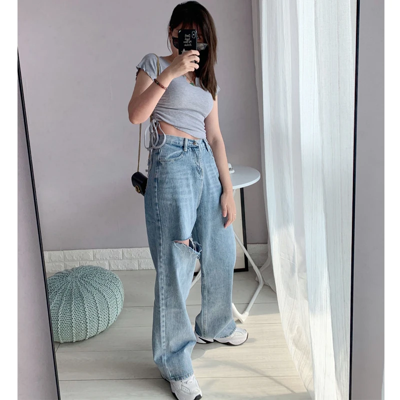 High Waist Denim Jeans Women's Straight Loose Slimming Floor-Length Destructed Wide Leg Pants Vintage Sle Casual Jeans
High Waist Denim Jeans Women's Straight Loose Slimming Floor-Length Destructed Wide Leg Pants Vintage Sle Casual Jeans