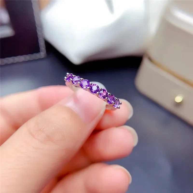 Natural Amethyst Ring for Women Anniversary Gift 3MM 7Pieces Purple Gemstones Fine Jewelry Band Rings Real 925 Sterling Silver
Natural Amethyst Ring for Women Anniversary Gift 3MM 7Pieces Purple Gemstones Fine Jewelry Band Rings Real 925 Sterling Silver