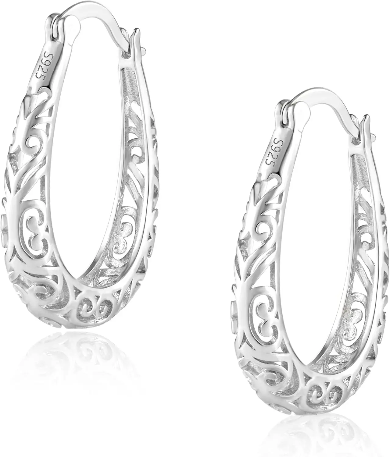 Women's Silver Earrings, Thick Oval Hoop Earrings, Large Hoop Earrings, Chunky, Lightweight
Women's Silver Earrings, Thick Oval Hoop Earrings, Large Hoop Earrings, Chunky, Lightweight