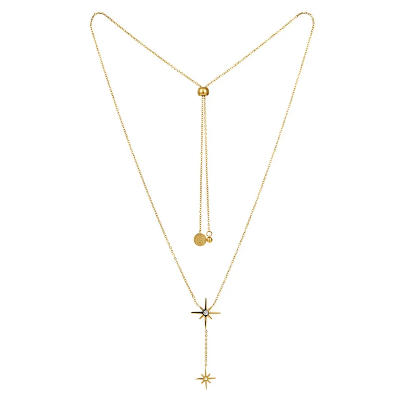 YAFFIL New Adjustable Double Octagon Star Necklace Stainless Steel Women's Collarbone Chain Design in Simple Style
YAFFIL New Adjustable Double Octagon Star Necklace Stainless Steel Women's Collarbone Chain Design in Simple Style