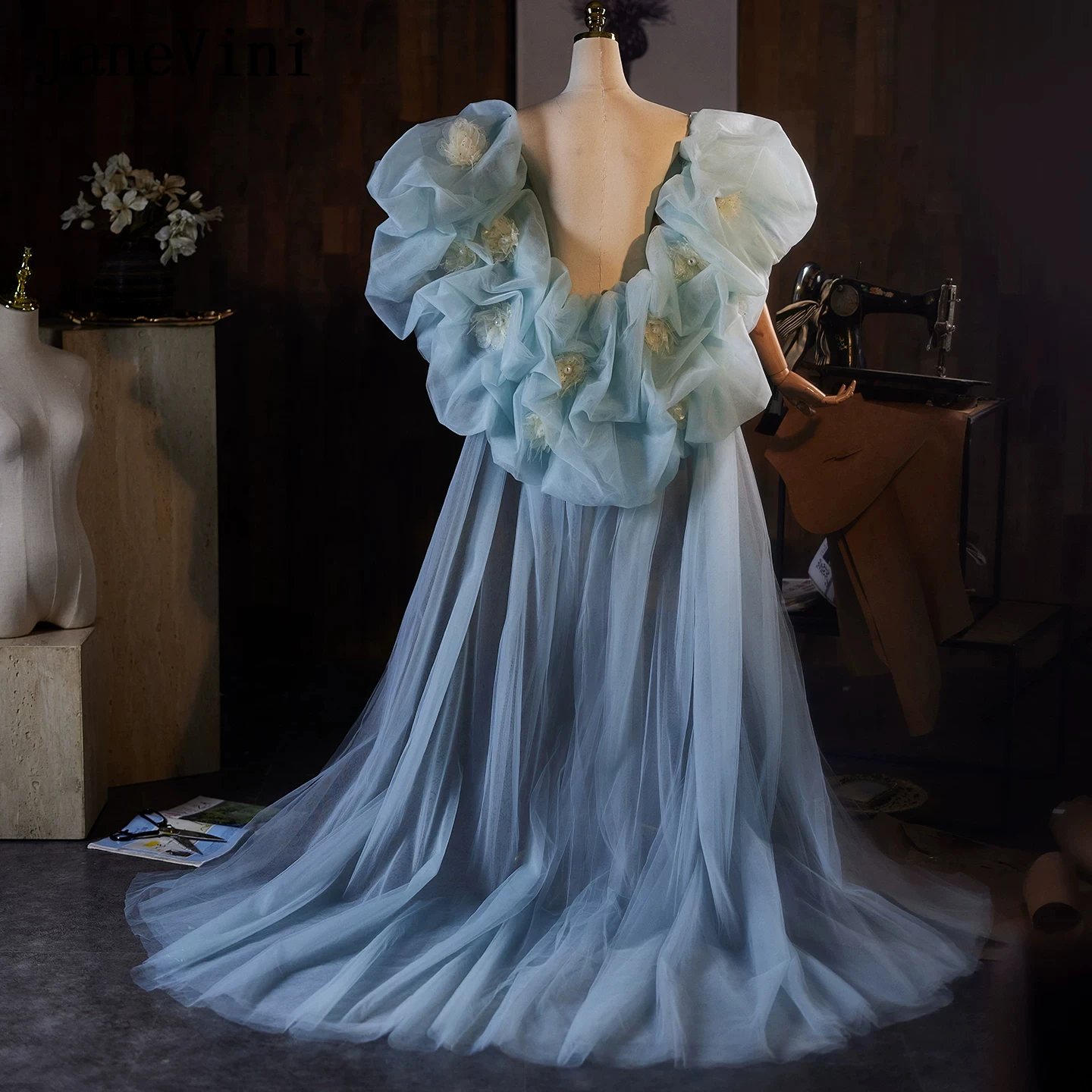JaneVini Light Blue Puffy Tulle Bride Shawl Train Floral Bridal Cape Wrap for Wedding Photoshoot Evening Formal Dress Cover Up
JaneVini Light Blue Puffy Tulle Bride Shawl Train Floral Bridal Cape Wrap for Wedding Photoshoot Evening Formal Dress Cover Up