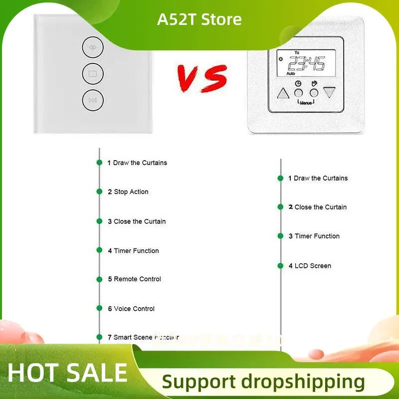 A52T 86Mm Wifi Smart Curtain Switch Remote Control Smart Roller Shutter Switch Compatible For Alexa/Amazon ECHO/Google Home
A52T 86Mm Wifi Smart Curtain Switch Remote Control Smart Roller Shutter Switch Compatible For Alexa/Amazon ECHO/Google Home