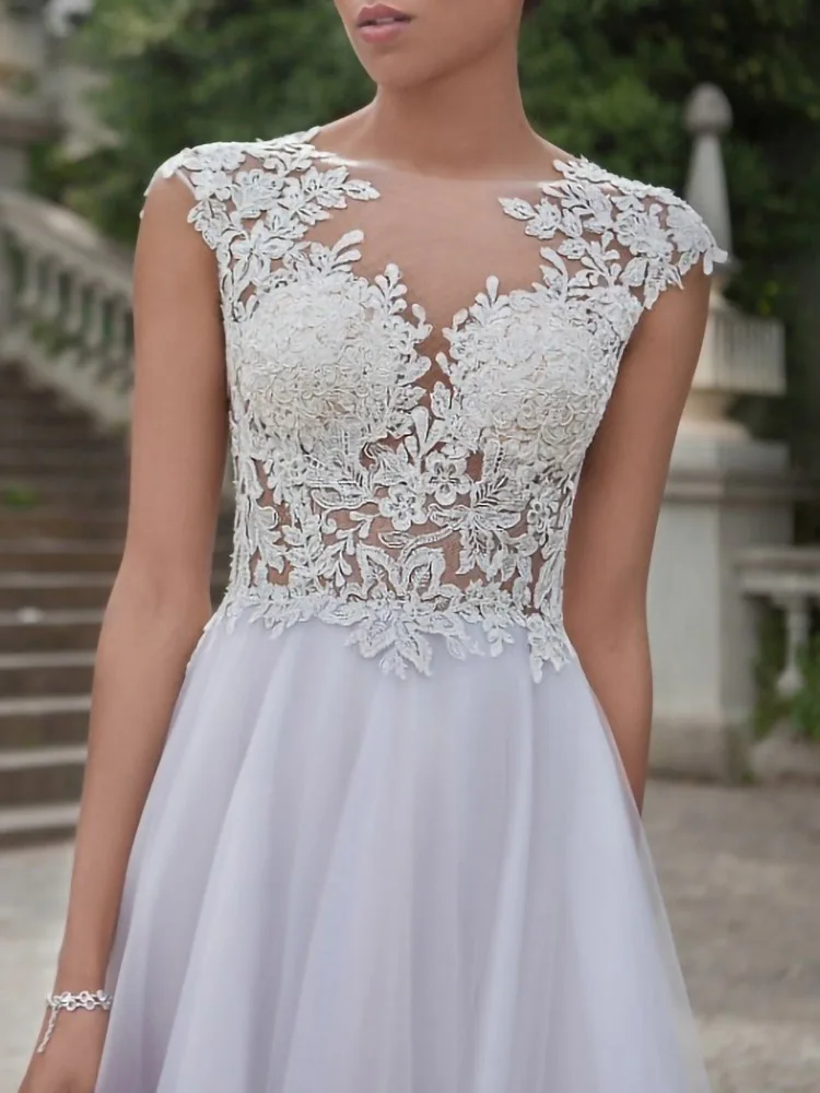 Elegant Ivory V-Neck A-Line Floor-Length Sleeveless Lace Appliques Court Train Woman Wedding Dresses Bridal Engagement Customize
Elegant Ivory V-Neck A-Line Floor-Length Sleeveless Lace Appliques Court Train Woman Wedding Dresses Bridal Engagement Customize